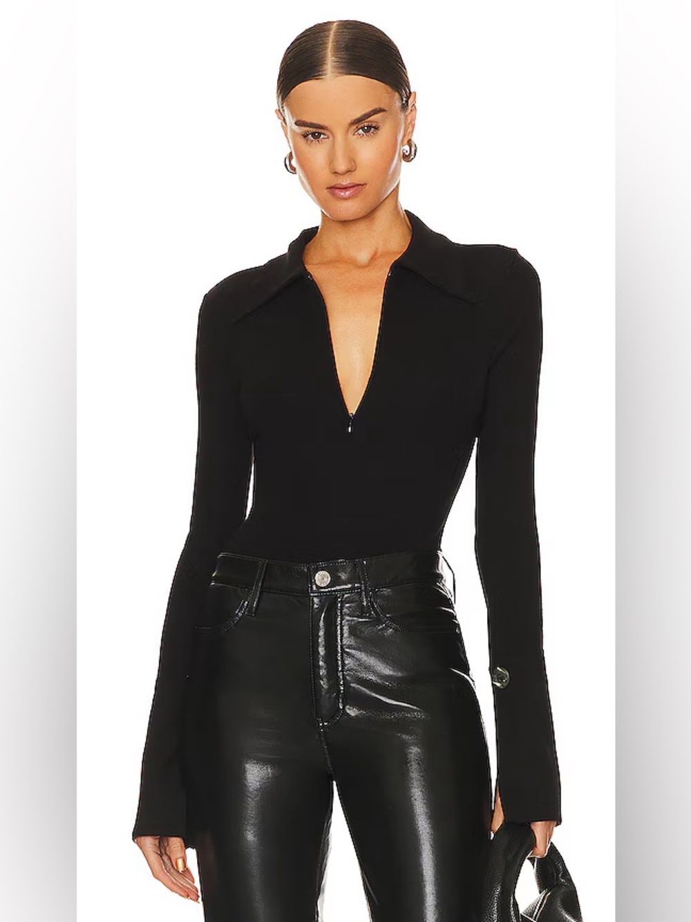 The Line by K Kili Black Collared Bodysuit